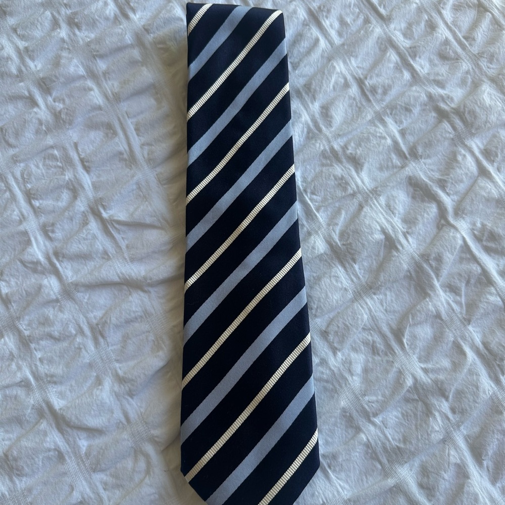 Canali Blue and Diagonal Striped Silk Tie made in Italy